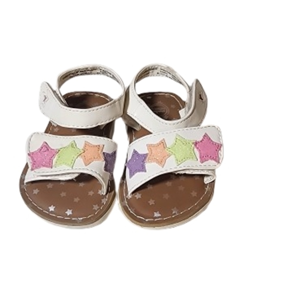 White Sandals with Star Accents and Velcro Strap